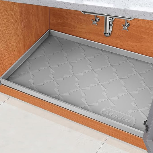 SIKADEER 22" x 22" Under Sink Mat Waterproof, Silicone Mat Kitchen Drawer Shelf and Cabinet Liner, Sink Protector for Kitchen Organizers and Storage, Boot Tray Pet Food Mats by SIKADEER
