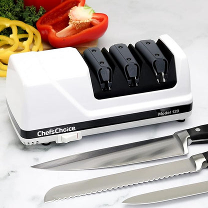 Chef'sChoice Professional Electric Knife Sharpeners With 100-Percent Diamond Abrasives And Precision Angle Guides For 20-Degree Straight-Edge and Serrated Knives, 3-Stage, White - Image 4
