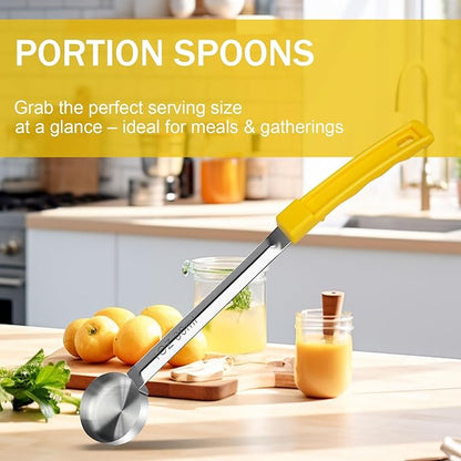 1 Ounce Solid Stainless Steel Portion Control Ladle Spoon -Pizza Sauce Serving Spoons Portion Ladle for Sauces, Perfect for Weight Watchers, Buffets, Parties