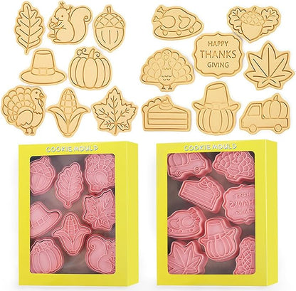 16-Pcs Thanksgiving Cookie Cutters Set 3D Cookie Cutters for Party Baking Decoration