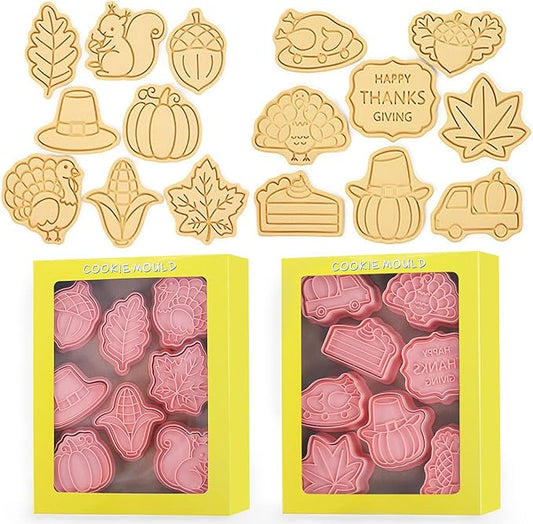 16-Pcs Thanksgiving Cookie Cutters Set 3D Cookie Cutters for Party Baking Decoration