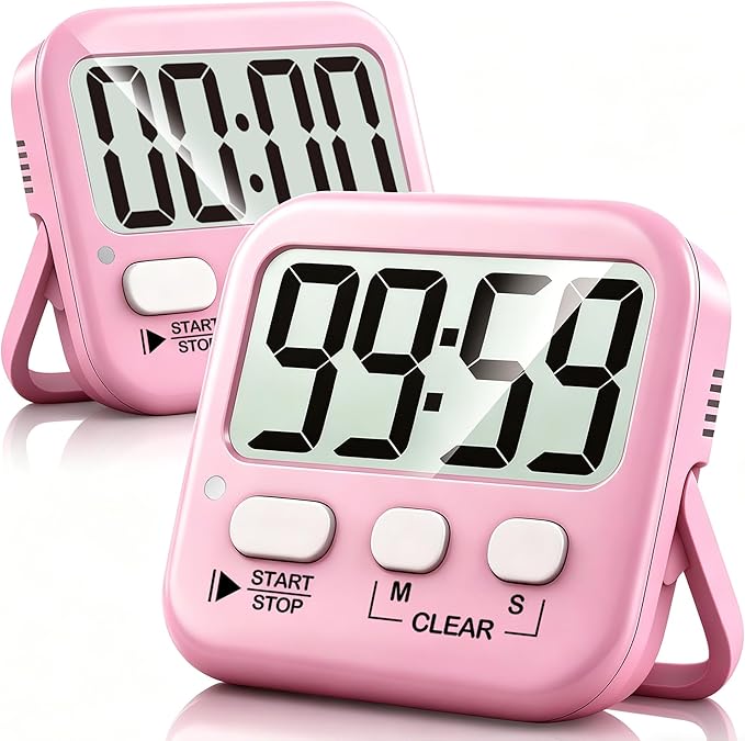 Antonki 2 Pack Digital Timer for Kids, Magnetic Countdown Kitchen Timers for Cooking, Egg, Classroom, Teacher, Exercise, Study, Oven - Battery Included by Antonki