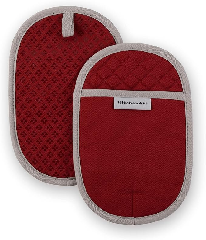 KitchenAid Asteroid Pot Holder 2-Pack Set, Smoked Paprika Red, 6.5"x10" by KitchenAid