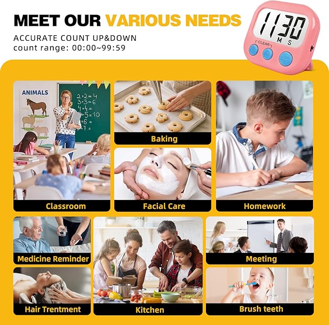 Classroom Timers for Teachers Kids Large Magnetic Digital Timer Teacher Supplies 6 Pack-Blue Pink - Image 6