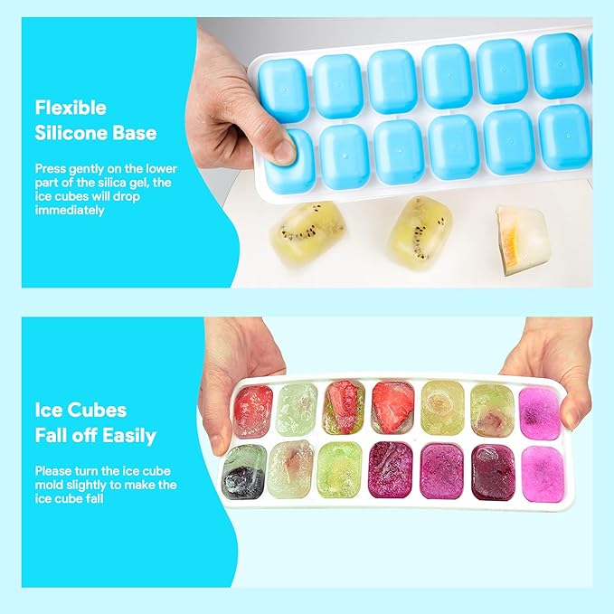 Ice Cube Trays 4 Pack, Airabc Silicone Ice Cube Trays with Removable Lid, Easy-Release Flexible 14-cube Ice Trays, LFGB Certified and BPA Free, Stackable Ice Trays with Covers for Cocktail, Freezer - Image 6