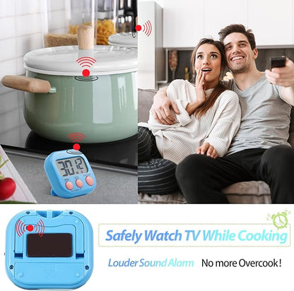 Leumoi 24 Pcs Digital Kitchen Timers Bulk Small Magnetic Timer On/Off Switch Minute Second Count up Countdown Loud Alarm for Classroom Cooking Baking(Blue) - Image 4