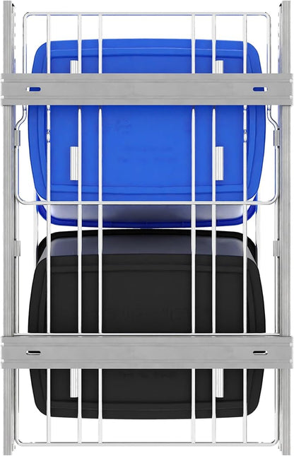Rev-A-Shelf RV-18KD-2218C-S Double Pullout Trash Cans for Kitchen Cabinets 35 Quart Garbage Recycling Bin on Full Slides, Blue/Black