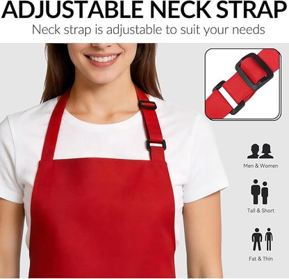 Large Chef Apron for Men and Women, Cooking Kitchen Aprons with 2 Large Pockets Water Oil Resistant
