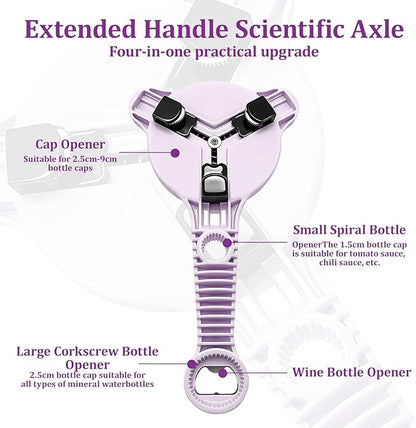 2026 Adjustable 4‑in‑1 Jar Opener with Red Wine Corkscrew & 2 Can Openers, Jar Opener for Seniors and Weak Hands, Perfect for Kitchen Jars,Bottles & Beer Caps (purple）