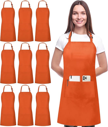 Utopia Kitchen 10 Pack Bib Apron Adjustable with 2 Pockets, Water and Oil Resistant, Cooking Kitchen Chef Apron for Women Men by UTOPIAKITCHEN