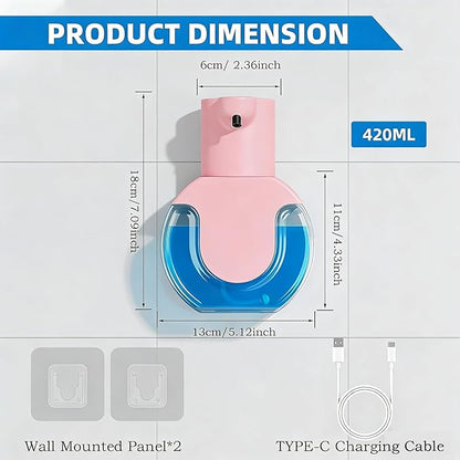 Automatic Soap Dispenser Touchless,Rechargeable Foaming Soap Dispenser,15oz/420ml Smart Hand Soap Dispensers,4-Level Adjustable,Wall Mount for Bathroom Kitchen Dish Soap,Hands-Free (Pink) - Image 2