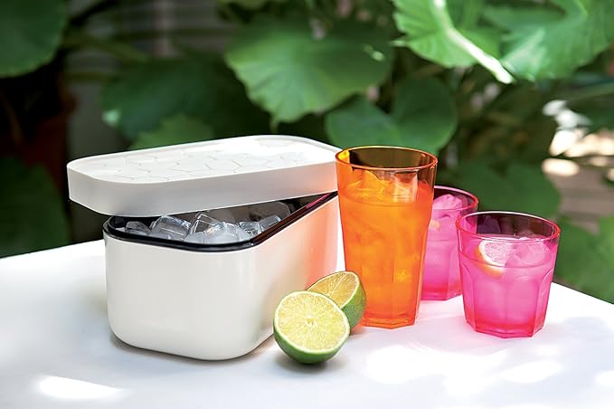 Lékué Ice Box | White | Ice Cube Tray For Freezer With Lid & Bin | Made With 100 Percent Platinum Silicone | Elegant And Retro Style Ice Cubes | For Cocktails, Ice Tea & Coffee And More | - Image 3