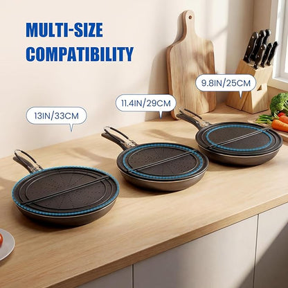 Snowyee Foldable Splatter Screen for Frying Pan, Silicone Grease Splatter Guard Include 3 Different Size 13/11.42/9.84 inch or 33/29 / 25 cm for Kitchen Cooking Pan Cover (1 Piece/Black) - Image 5
