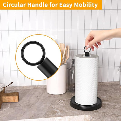 Paper Towel Holder Countertop, Stainless Steel, Weighted Base, Anti-Slip, Black Paper Towel Holder Stand for Kitchen Bathroom Farmhouse Essentials Decor Accessories - Image 2
