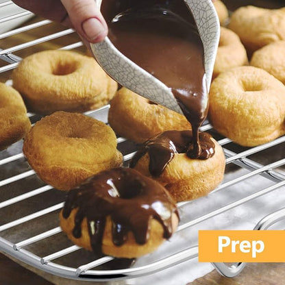 Baking Cooling Rack Set of 2, E-far 16.5"x11.5" Stainless Steel Metal Roasting Cooking Racks, Fits in Half Sheet Cookie Pans, Non Toxic & Rust Free, Oven Proof & Dishwasher Safe - Image 6