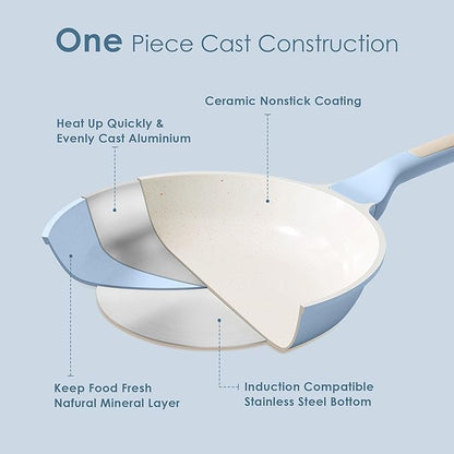 SENSARTE Nonstick Ceramic Frying Pan 11-Inch, Healthy Non Toxic Skillet, Induction Compatible Omelet Pan with Heat Resistant Handle, PFAS-Free, Blue - Image 9