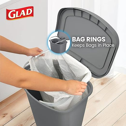 Glad Kitchen Trash Can | Large Plastic Waste Bin with Odor Protection of Lid | Hands Free with Step On Foot Pedal and Garbage Bag Rings, 13 Gallon, Grey - Image 5