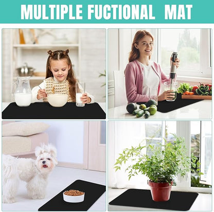 WISELIFE Coffee Mat Super Absorbent Dish Drying Mat Bar Accessories Match with Coffee Machine Large Drying Mats for Kitchen Counter 16" W x 24" L, Black - Image 7