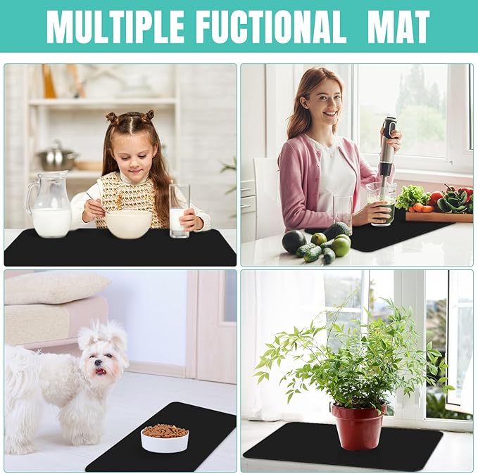 WISELIFE Coffee Mat Super Absorbent Dish Drying Mat Coffee Bar Accessories Match with Machine Large Drying Mats for Kitchen Counter 12" W x 19" L, Black - Image 7