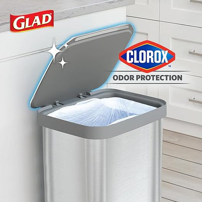 Glad Stainless Steel Step Trash Can, Series 2 with Clorox Protection - Large Metal Kitchen Garbage Bin with Soft Close Lid, Foot Pedal and Waste Bag Roll Holder, 13 Gallon - Image 3
