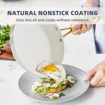 Pots and Pans Set Non Stick - VONIKI Ceramic Cookware Set with Cooking Utensils Set, Non Toxic Kitchen Cookware Sets Dutch Oven Pot with Lid Saucepan Set Sauté Pan Frying Pan Set for Cooking Gifts - Image 3