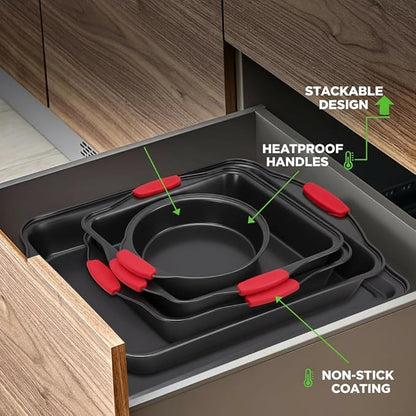NutriChef Baking Pans Set - 6 Piece Bakeware with Nonstick Carbon Steel for Easy Release and Cleanup, Durable and Versatile Design, Includes Cookie Sheet, Loaf Pan, Muffin Tin & More - Image 3