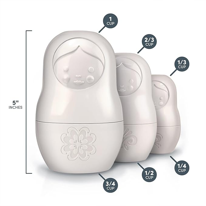 Genuine Fred M-CUPS Matryoshka Measuring Cups, Set of 6, Russian Doll Nesting Measuring Cups, White - Image 2