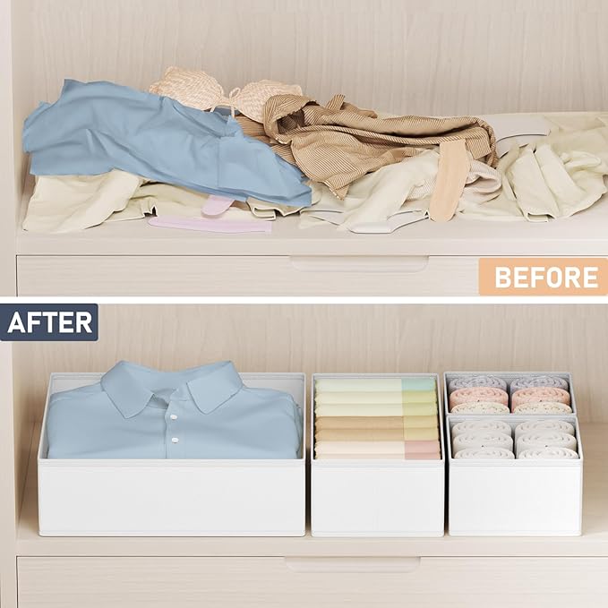 DIMJ Drawer Organizer Clothes 24 Pack - Foldable Baby Organizers and Storage & Dresser Organizer for Bedroom, Closet - Nursery Organization Dresser Dividers for underwear, Sock,Bra, Belt, Tie, White - Image 6
