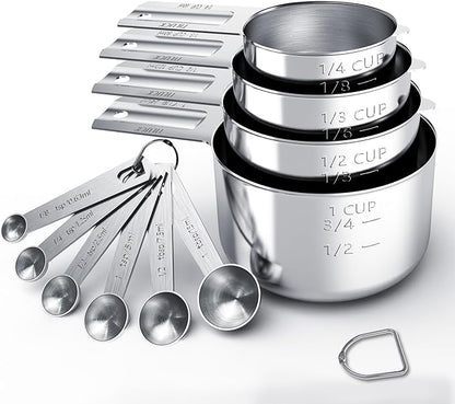 TILUCK Stainless Steel Measuring Cups & Spoons Set, Cups and Spoons,Kitchen Gadgets for Cooking & Baking (10) by TILUCKBringsGoodLuck