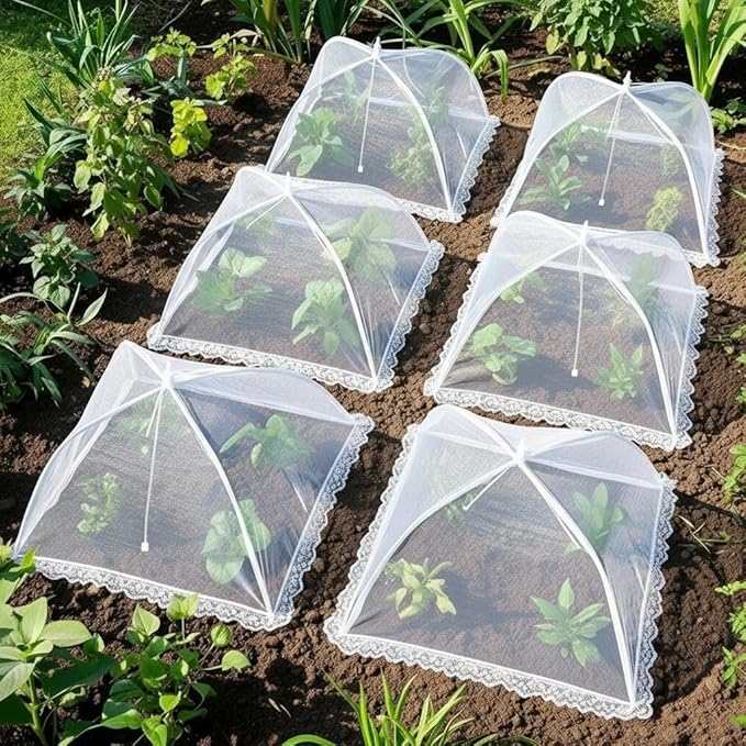 Mesh Food Covers for Outside - 1 Extra Large (40 x 24 in) & 6 Large (17 x 17 in) Food Tents, Collapsible and Reusable Food Covers for Outdoors Picnic, BBQ, Camping, Party Supplies