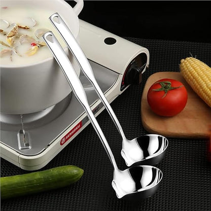 Soup Ladle 304 Stainless Steel Heavy Ladle with Pour Spout for Soups, Serving, Cooking, Stews and More 11.8 inch - Image 5