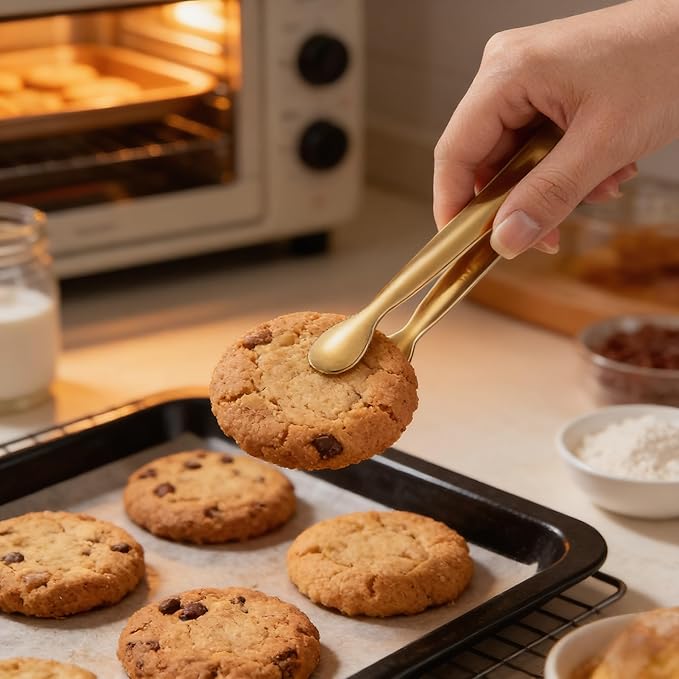 6 PCS Gold Sugar Tongs Set – 304 Stainless Steel Mini Tongs for Tea Parties, Desserts & Sugar Cubes | Elegant, Dishwasher Safe, Rounded Edges - Image 2