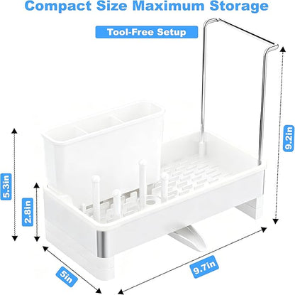 Kitchen Sink Caddy Organizer, Stainless Steel Sponge Holder, Kitchen Caddy Sink Organizer with Dish Brush Holder and Dishcloth Rack, Rustproof Dish Sponge Drying Rack for Countertop Storage - Image 7