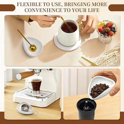 Coffee Spoon Rest, Small Ceramic Coffee Spoon Holder for Coffee Bar, White Mini Spoon Rest for Coffee Station Counter - Image 6