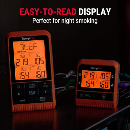 TempPro TP829 1000ft Wireless Meat Thermometer Digital for Grilling and Smoking, 4 Meat Probes Grill Thermometer for Outside Grill, BBQ Thermometer for Cooking Food Temperature (Previously ThermoPro) - Image 8