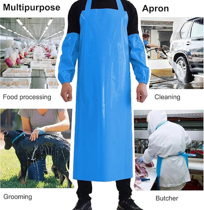 ELEBOX Waterproof Oil Proof Bib Apron Utility Apron Chemical Resistant Apron with Sleeve Work Apron Ultra Lightweight - Image 6