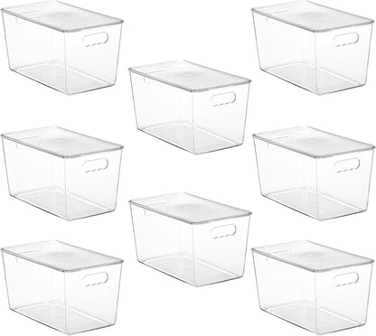 Vtopmart 8 Pack Clear Stackable Storage Bins with Lids,XLarge Plastic Containers with Handle for Pantry Organizer and Storage,Perfect for Kitchen,Fridge,Cabinet, Closet,Bathroom Organization by Vtopmart