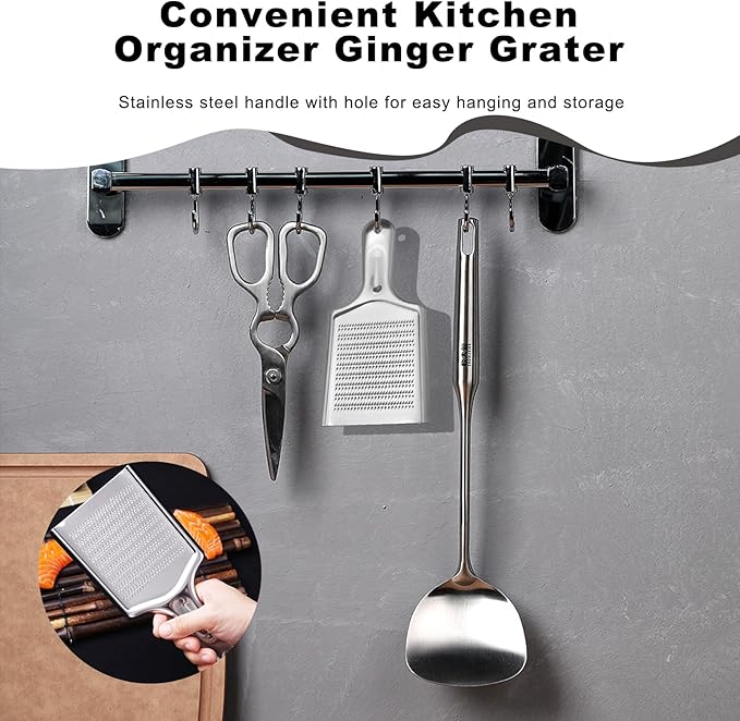 Ginger Grater Tool, Stainless Steel Grater Rustproof 8.46"x4.16" Large Size Ginger Grinder for Fine Grate, Dishwasher Safe Kitchen Tool for Garlic Cheese, Nutmeg, Vegetables & Citrus Zesting - Image 7