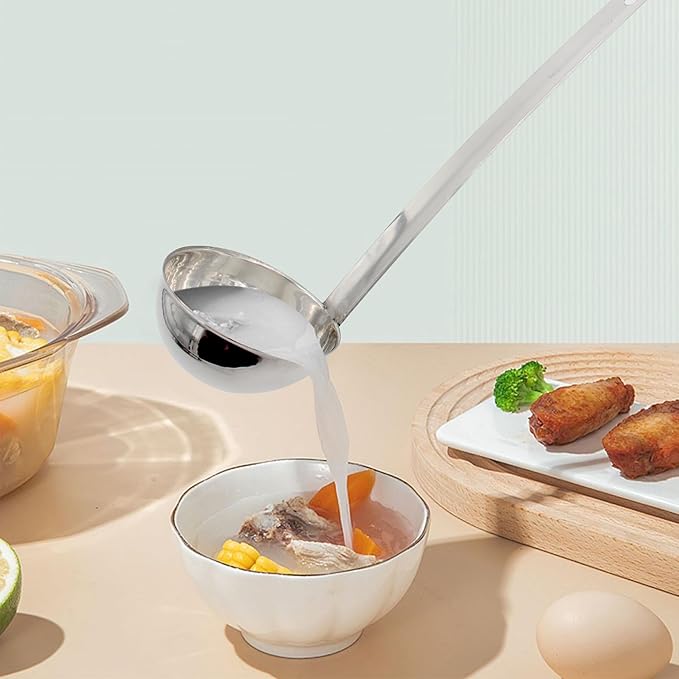 2PCS 10 Inch Stainless Steel Soup Ladle with Long Handle for Kitchen, Cooking, Soup, Sauce(1 oz) - Image 4