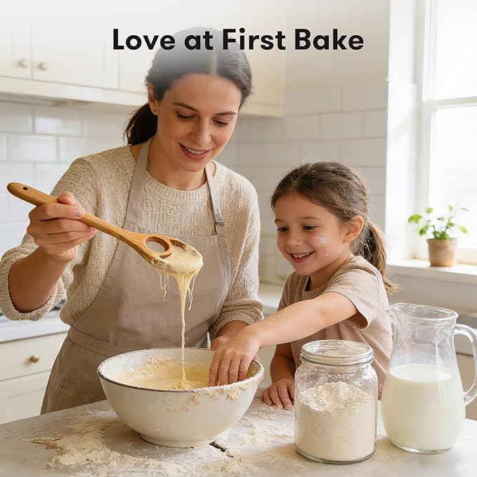 Wooden Danish Dough Whisk - 12.6" Handcrafted Dutch Bread Whisk for Batter, Pizza Dough & Baking - Upgraded One-Piece Sourdough Whisk with Flow-Through Design-2 Pack - Image 6