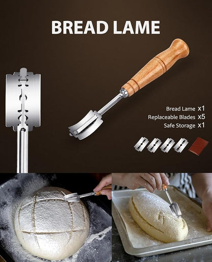 MOSFiATA Bread Knife 8” Ultra Sharp Serrated Knife, German High Carbon Stainless Steel EN1.4116 Bread Slicer with Bread Lame, Micarta Handle, For Bread, Cake, Bagels - Image 6