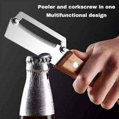 Vegetable Wooden Peeler for Kitchen Tool,Premium 2-in-1 Multifunctional Fruit & Vegetable Peeler with Built-in Bottle Opener, Ideal for All Fruits and Vegetables Needing Peeling (2PC) - Image 2