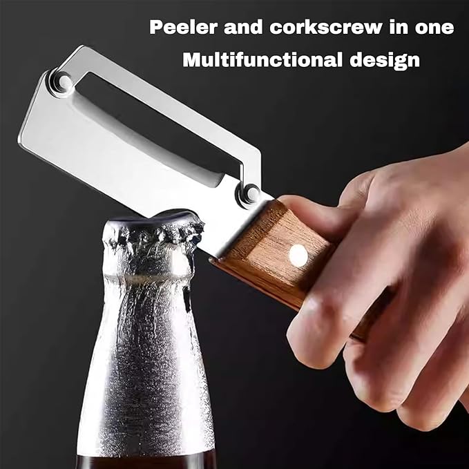 Vegetable Wooden Peeler for Kitchen Tool,Premium 2-in-1 Multifunctional Fruit & Vegetable Peeler with Built-in Bottle Opener, Ideal for All Fruits and Vegetables Needing Peeling (B-1PC) - Image 3