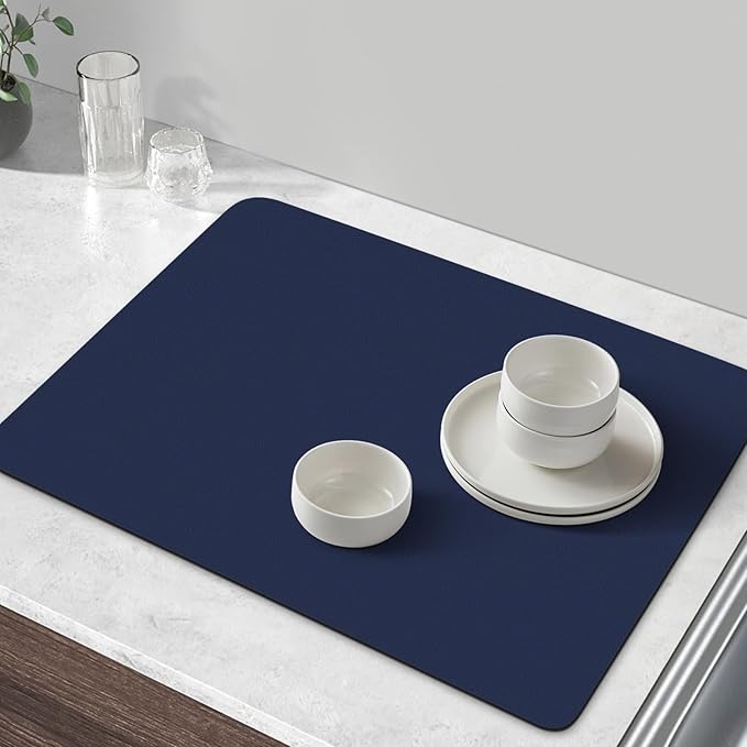 WISELIFE Coffee Mat Super Absorbent Dish Drying Mat Coffee Bar Accessories Large Drying Mats for Kitchen Counter 16" W x 24" L, Blue - Image 6