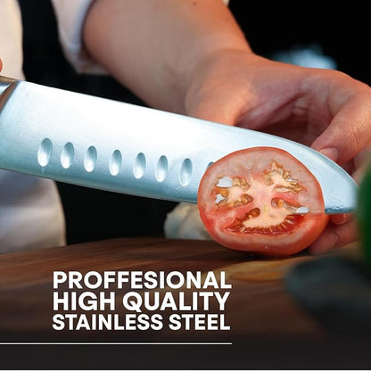 MasterChef Chef Knife Set of 3 Professional Quality Kitchen Knives (Chef, Santoku & Paring) for Precision Home Cooking, High Carbon Stainless Steel Blades & Triple Riveted Handles