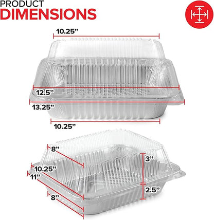 Stock Your Home 9x13 Disposable Baking Pan with Lid (10 Pack) Heavy Duty Aluminum Cake Pans with Lids, Clear Plastic Cover, Food Container for Lasagna, Casserole, Brownie, Rectangular Sheet Tray - Image 3