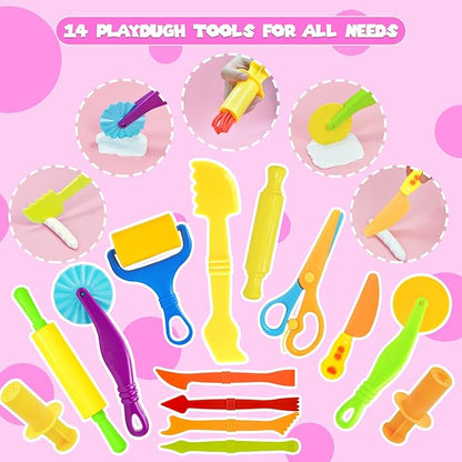 Playdough Tools Set, 38 Pcs Play Dough Sets for Kids Ages 4-8, Creative Play Dough Accessories with Clay Cutters, Roller, Molds, Safety Scissors, Educational Toys for Boys Girls