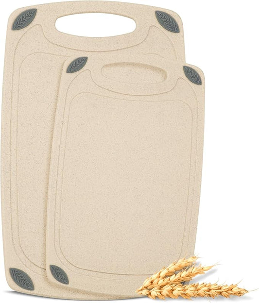 AXIOM CREATIONS 2-Piece Reversible Cutting Board Set Made from Natural Food Grade Wheat Straw Material - Eco-Conscious Alternative to Plastic - Gluten Free & BPA Free Chopping Boards for Kitchen by AXIOMCREATIONS