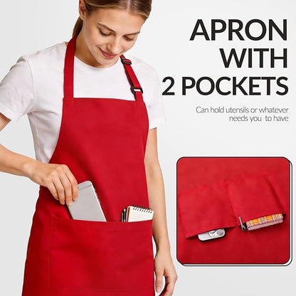 Large Chef Apron for Men and Women, Cooking Kitchen Aprons with 2 Large Pockets Water Oil Resistant