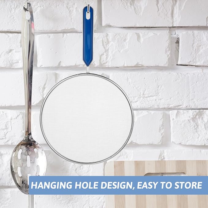 Stainless Steel Grease Splatter Screen for Frying Pan 8’’ Splatter Guard with Comfortable Grip Handle Pan Cover Cooking Protector Ultra Fine Mesh Prevents Oil Splatters and Messes for Frying Cooking - Image 7